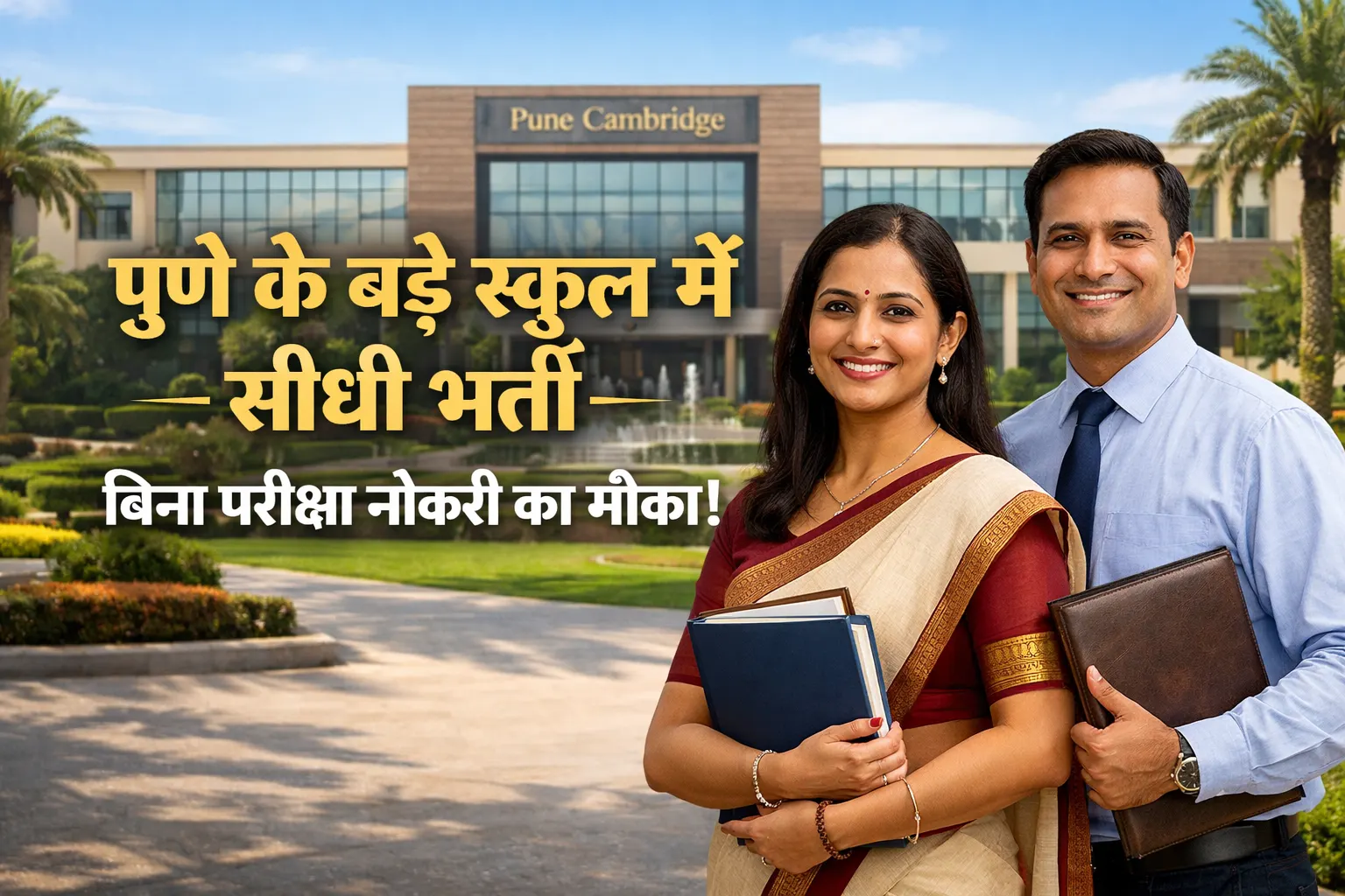 Pune Cambridge Group of Schools Recruitment 2026 realistic feature image showing school campus and professional staff.
