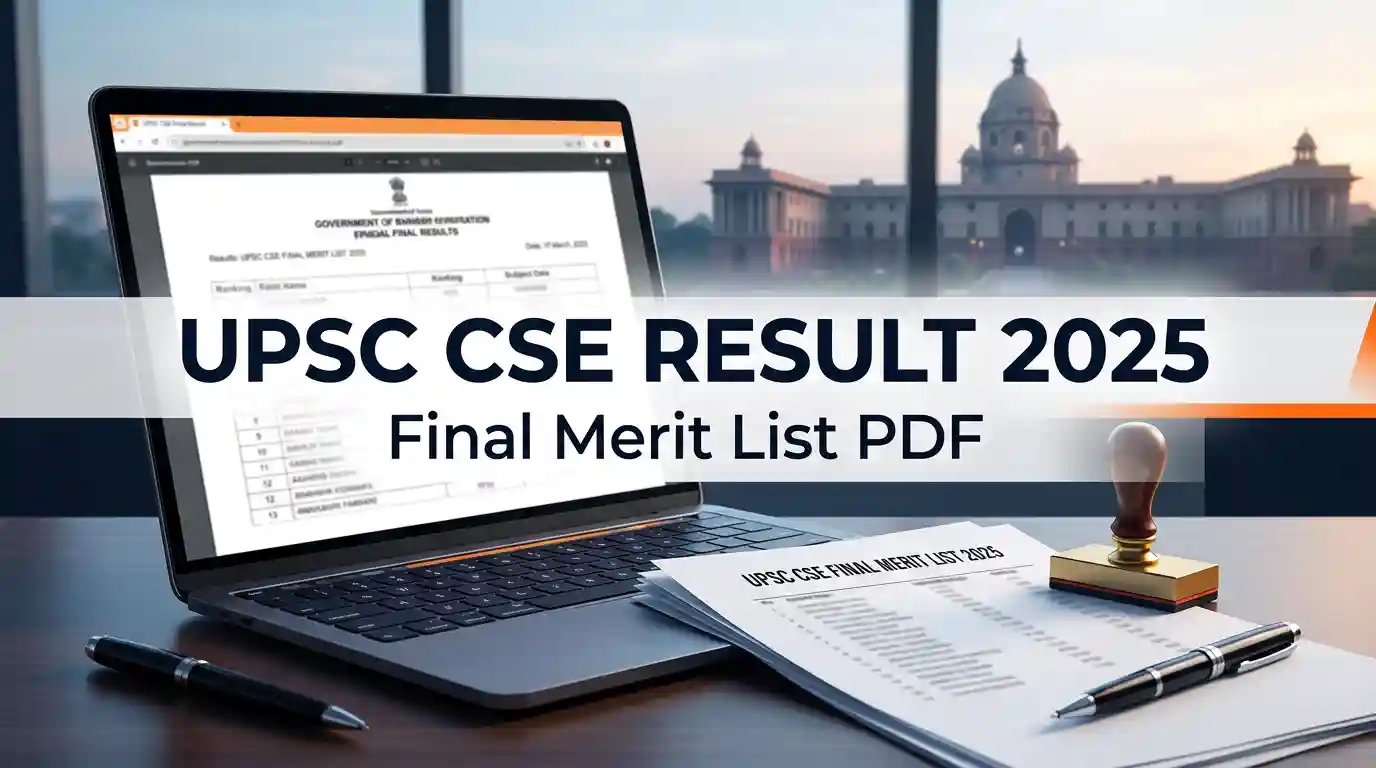 UPSC CSE Result 2025 Final – मेरिट लिस्ट PDF upsc.gov.in पर, डाउनलोड स्टेप और कट-ऑफ अपडेट